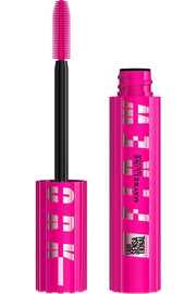 Open packshot of Maybelline Lash Sensational Firework Washable Mascara in pink tube with SuperSpark brush.